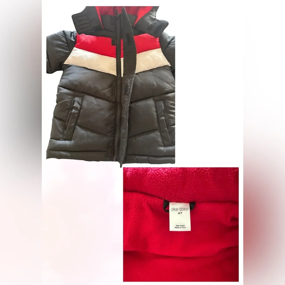 Youth 4T Okie Dokie Black and Red Puffer‎ Jacket